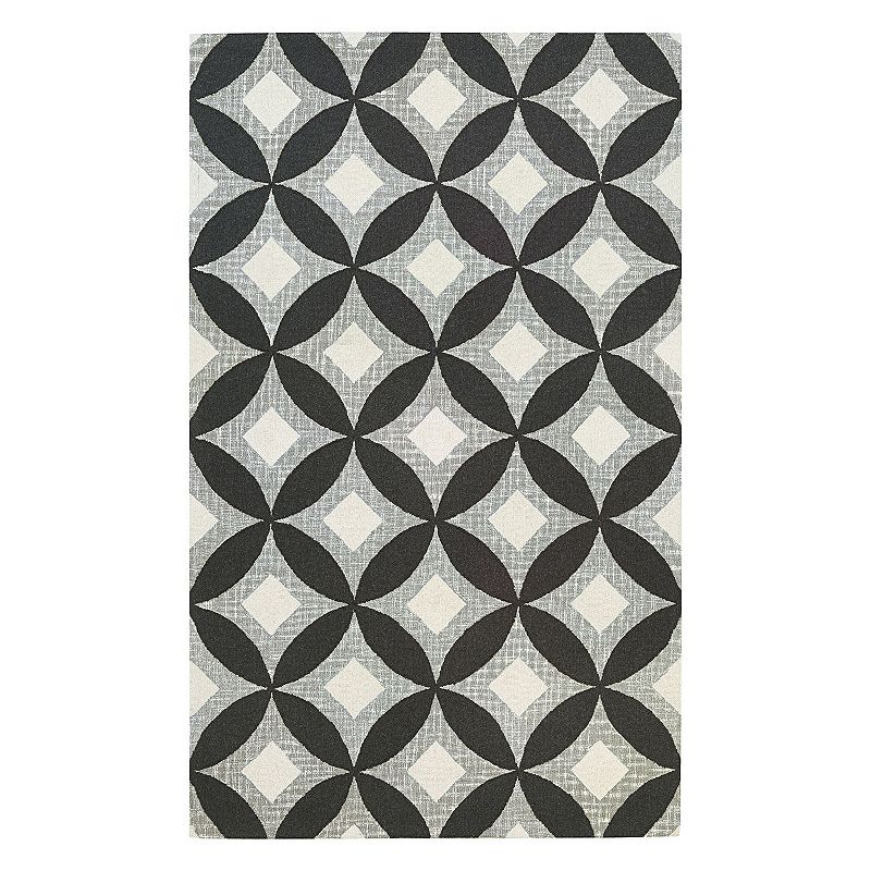 Couristan Bowery Canarsie Trellis Wool Rug, Black, 5X7 Ft