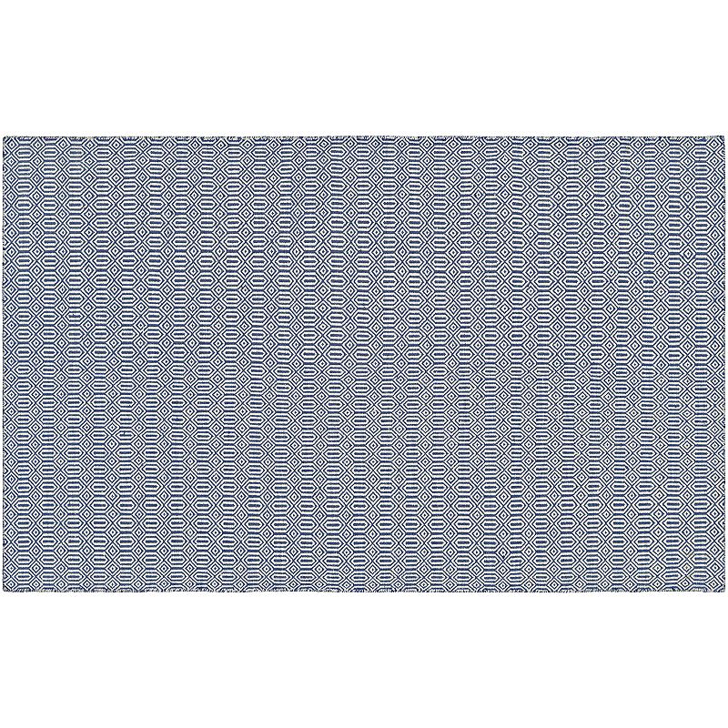 Couristan Cottages Southport Geometric Reversible Indoor Outdoor Rug, Blue, 5X8 Ft