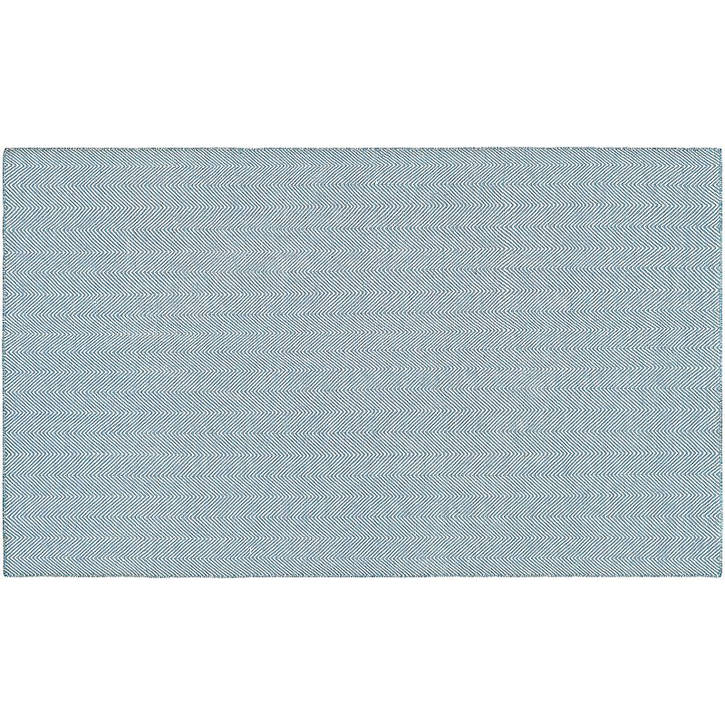 Couristan Cottages Bungalow Solid Reversible Indoor Outdoor Rug, Blue, 5X8 Ft