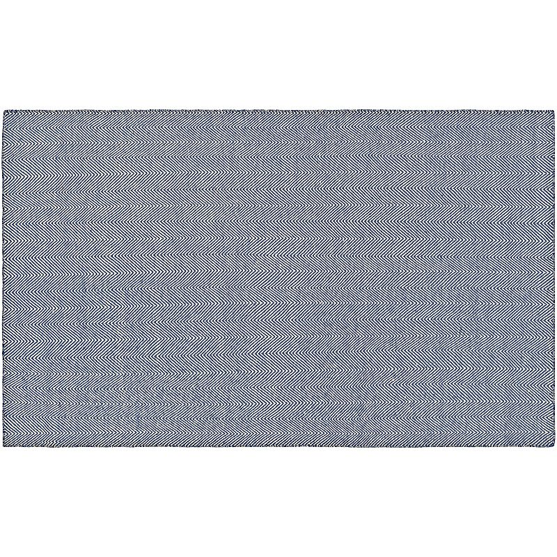 Couristan Cottages Bungalow Solid Reversible Indoor Outdoor Rug, Blue, 5X8 Ft