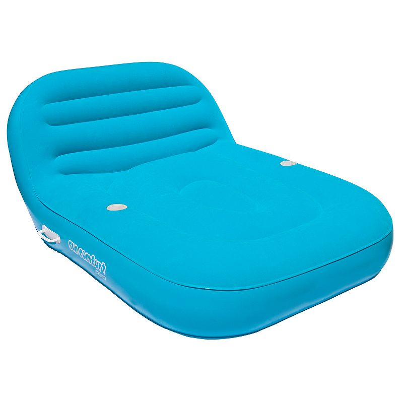 Sun Comfort Cool Suede Double Chaise Lounge, Blue