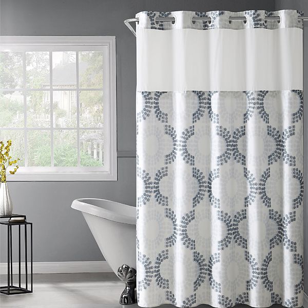 Hookless Stamped Gate Shower Curtain, Hookless Shower Curtain With Liner Long