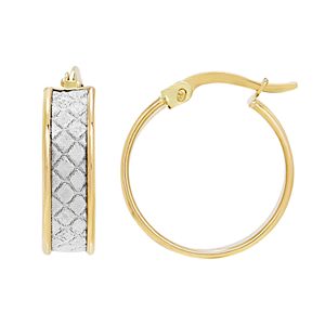 Everlasting Gold 14k Gold Glitter Geometric Hoop Earrings