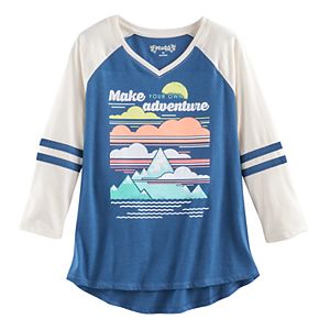 Girls 7-16 & Plus Size Mudd® 3/4-Sleeve High-Low Hem Graphic Tee
