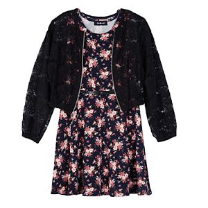 Girls 7-16 IZ Amy Byer Lace Bomber Jacket & Floral Dress Set
