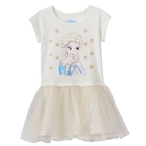 Disney's Frozen Elsa Toddler Girl Glittery Graphic Tulle Dress