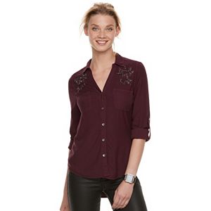 Women's Rock & Republic® Beaded High-Low Shirt