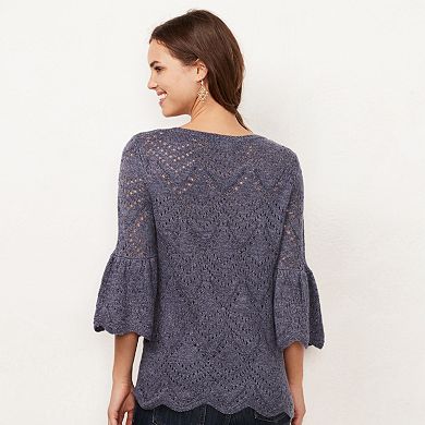 Women's LC Lauren Conrad Eyelet Crewneck Sweater