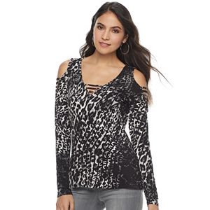 Women's Rock & Republic® Strappy Cold-Shoulder Tee