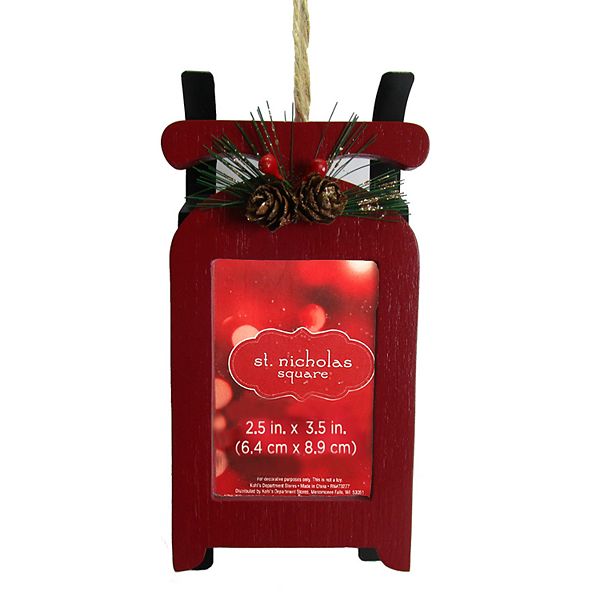 St Nicholas Square 2 5 X 3 5 Red Sled Photo Holder Christmas Ornament