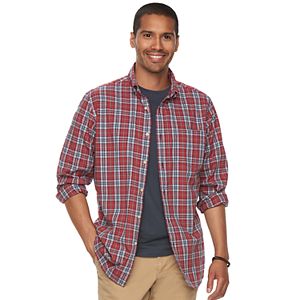 Men's SONOMA Goods for Life™ Modern-Fit Checked Stretch Poplin Button-Down Shirt