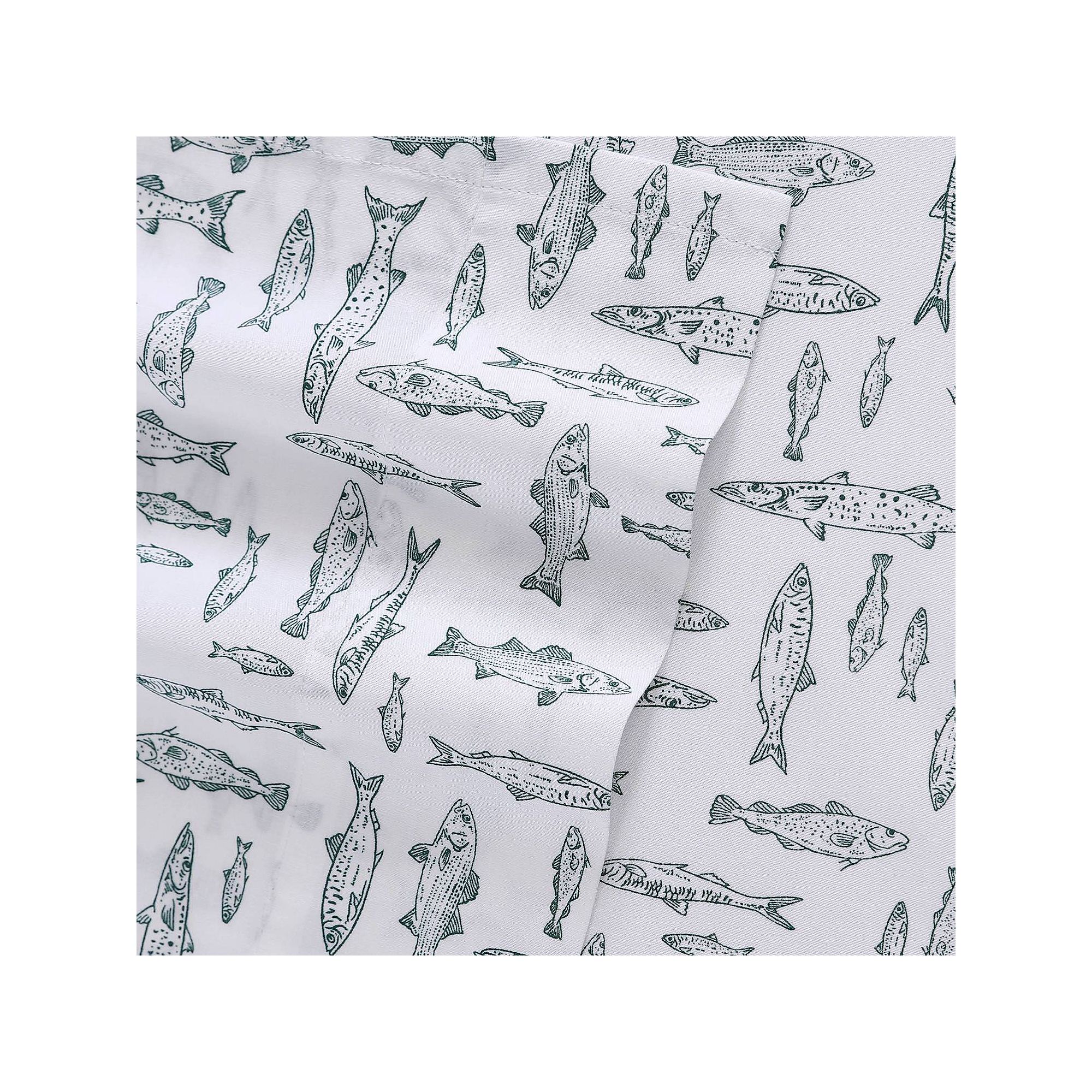 Eddie Bauer Cotton Sheet Set, Green Fish