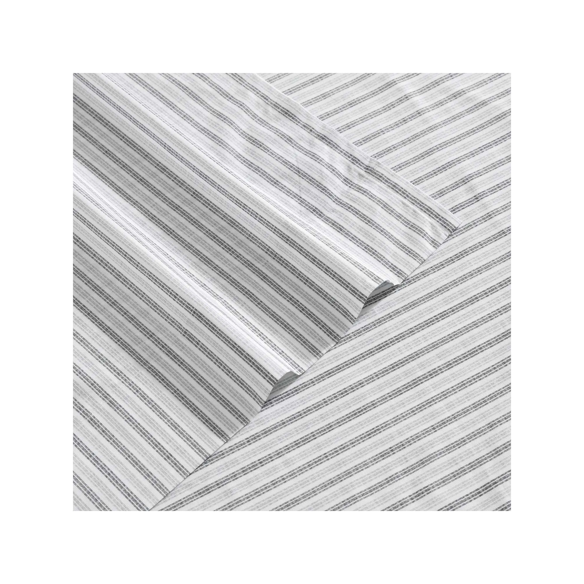 Eddie Bauer Cotton Sheet Set, Ticking Stripe Gray