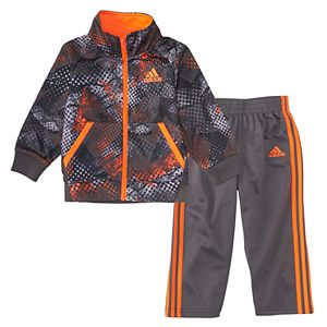 Baby Boy adidas Orange Abstract Fusion Zip Jacket & Pants Set