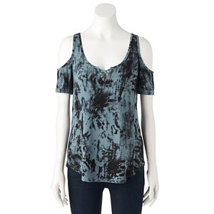 Women's Rock & Republic® Tie-Dye Cold-Shoulder Tee