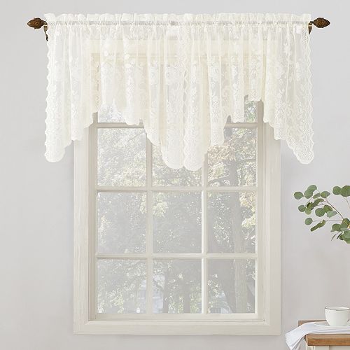 No918 Alison Floral Lace Sheer Curtain Swag Window Valance Pair