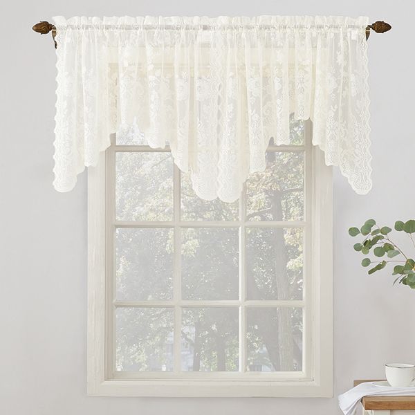 No918 Alison Fl Lace Sheer Curtain, Valance And Swag Curtains