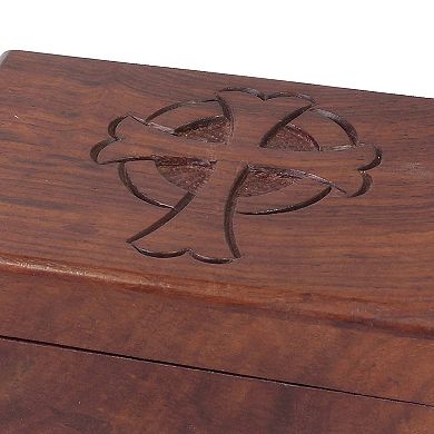 Stonebriar Collection Carved Cross Wood Box Table Decor