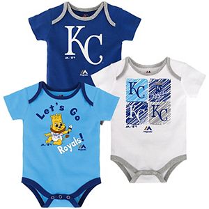 Baby Majestic Kansas City Royals Go Team 3-Pack Bodysuit Set