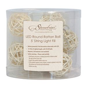 Stonebriar Collection 5-ft. LED Rattan Ball String Lights