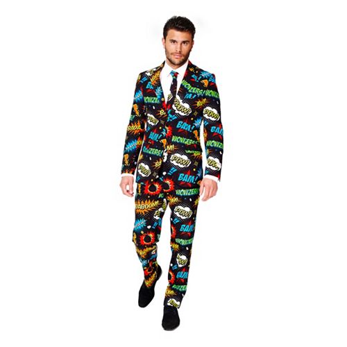 Mens Opposuits Slim Fit Novelty Pattern Suit And Tie Set 4610