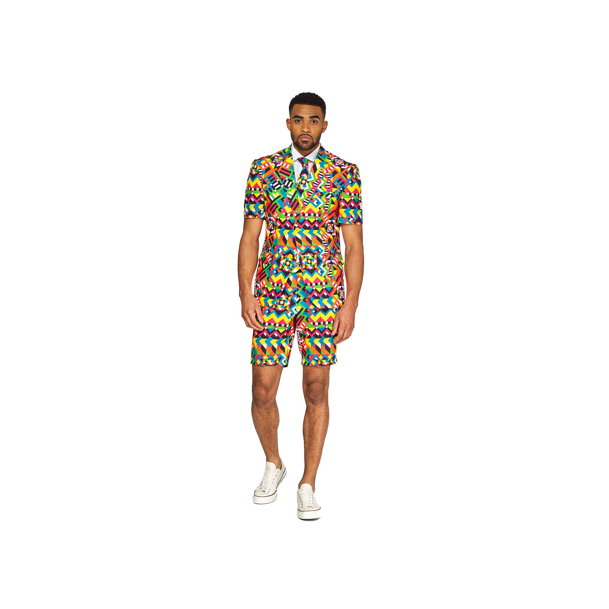 Mens OppoSuits Slim-Fit Novelty Short Sleeve Suit & Tie Set, Size: 38 - Re