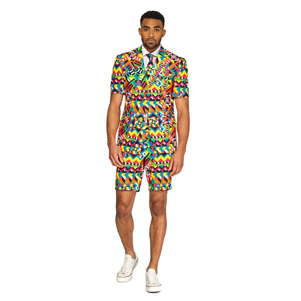 Men's OppoSuits Slim-Fit Novelty Short Sleeve Suit & Tie Set