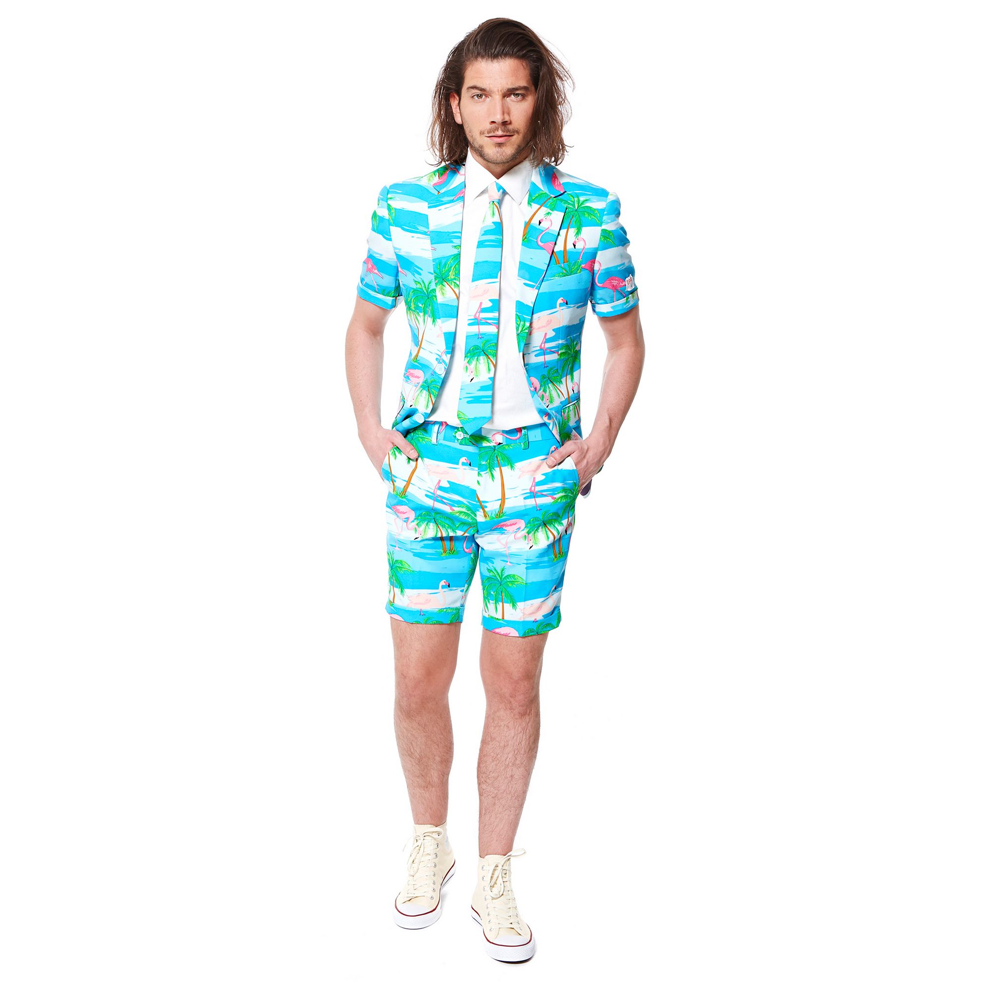 Mens OppoSuits Slim-Fit Novelty Short Sleeve Suit & Tie Set, Size: 36 - Re