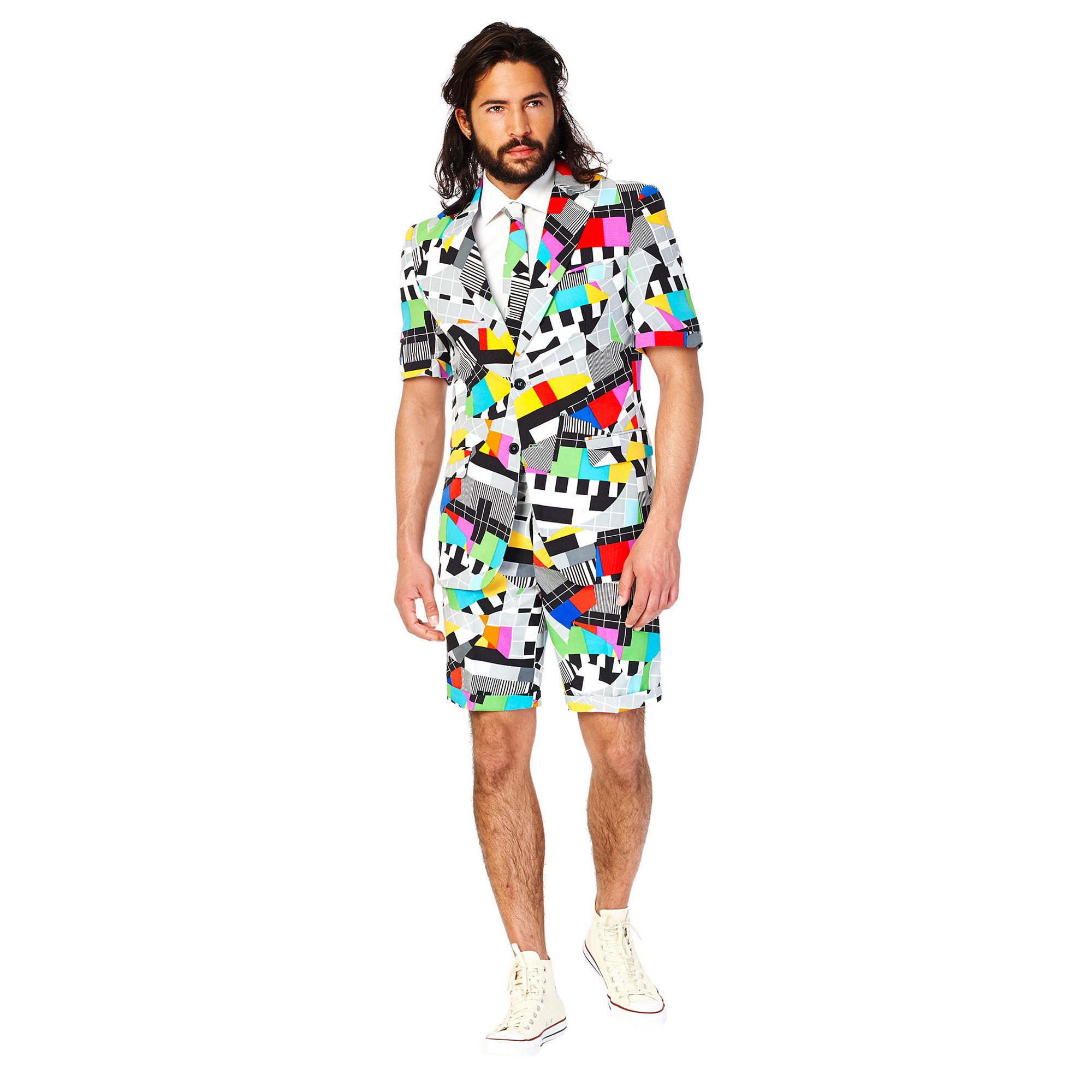 Mens OppoSuits Slim-Fit Novelty Short Sleeve Suit & Tie Set, Size: 38 - Re