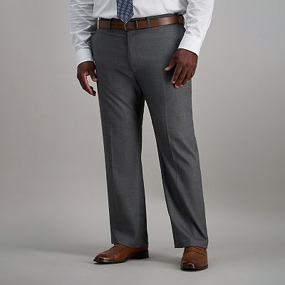 J.m. Haggar Big & Tall Classic Fit Stretch Sharkskin Flat Front Dress Pants - Medium Grey