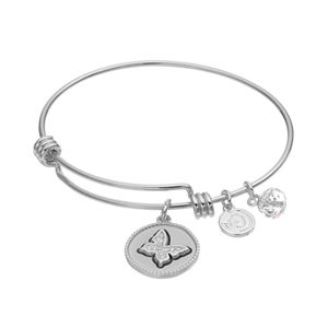 love this life Crystal Butterfly Charm Bangle Bracelet