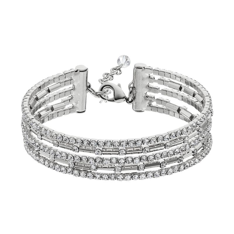 Napier Flexible Multi Row Simulated Crystal Bracelet, Womens, Silver