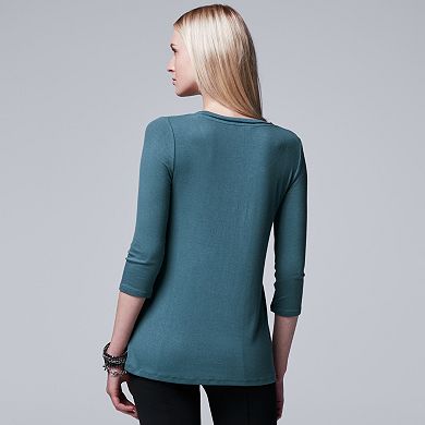 Women's Simply Vera Vera Wang Ribbed Crewneck Tee