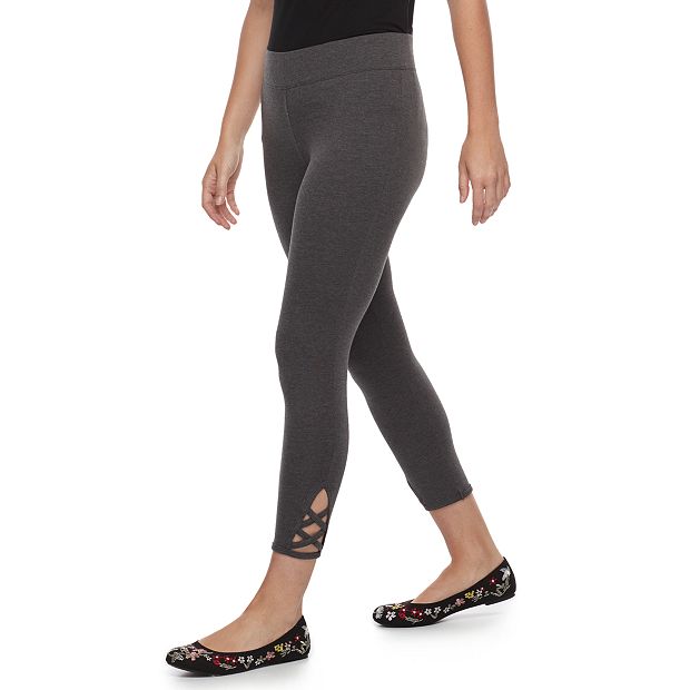 High-Waisted Cropped Lattice-Hem Leggings for Women