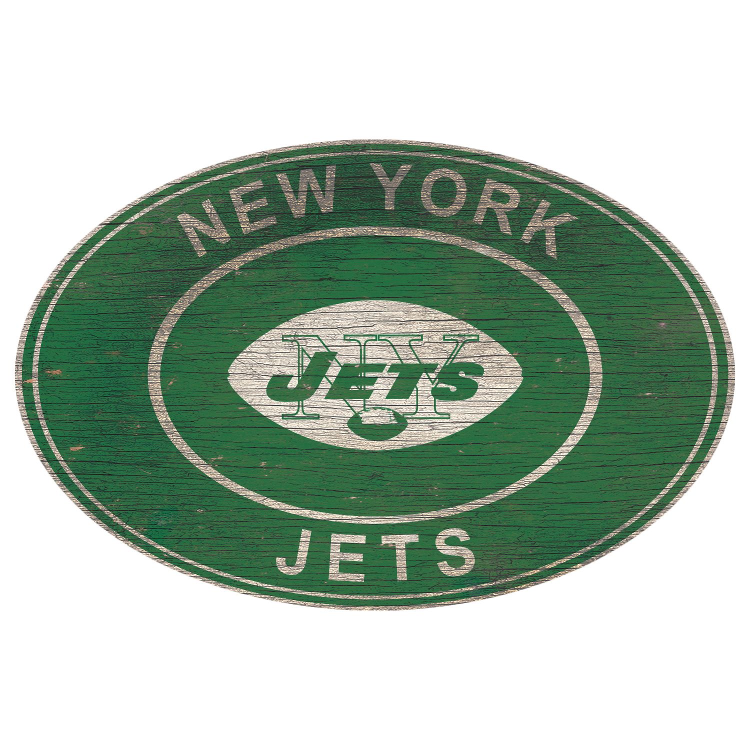 NFL Round Heritage Distressed Sign: New York Jets