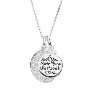 Timeless Sterling Silver Cubic Zirconia Moon & Disc Pendant