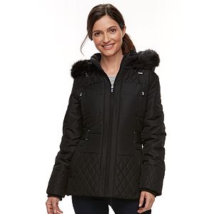 Women's Details Faux-Fur Trim Quilted Jacket
