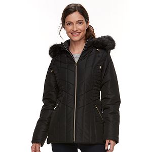 Women's Details Faux-Fur Trim Smocked Jacket