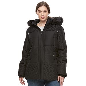 Plus Size Details Faux-Fur Quilted Jacket