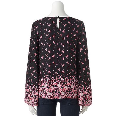 Juniors' Pink Republic Strappy Bell Sleeve Top