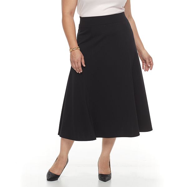 Plus Size Dana Buchman Seamed Midi Skirt