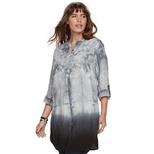 Plus Size Rock & Republic® Tie-Dye High-Low Tunic