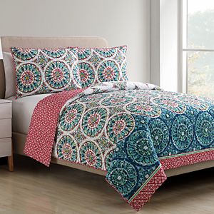 VCNY Zinnia Printed Medallion Quilt Set