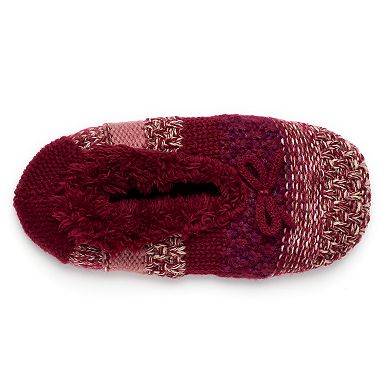 Women's Sonoma Goods For Life® Knit Striped Fuzzy Babba Ballerina Slippers