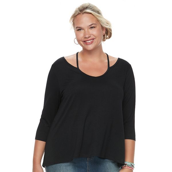 Juniors' Plus Size SO® Strappy Swing Tee