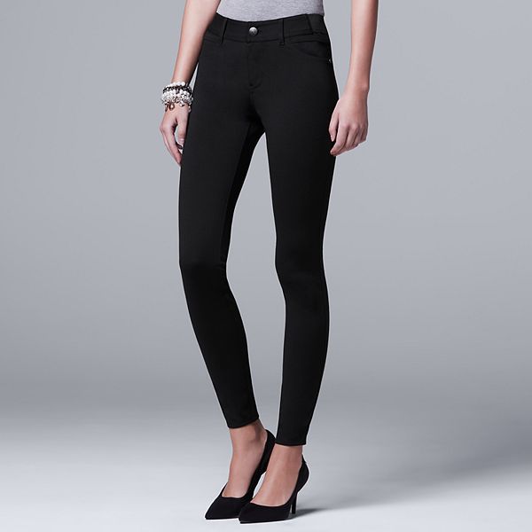 Simply Vera Vera Wang, Pants & Jumpsuits, Simply Vera Vera Wang Black Pull  On Skinny Ponte Pant Legging