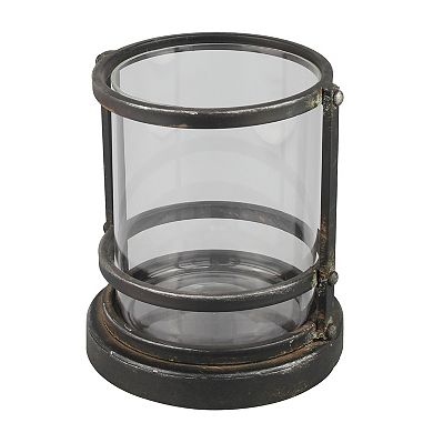 Stonebriar Collection Small Industrial Hurricane Candle Holder