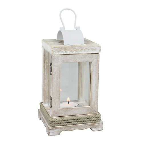 2 WHITE 8" colonial country western shabby whitewashed Lantern Candle holder 