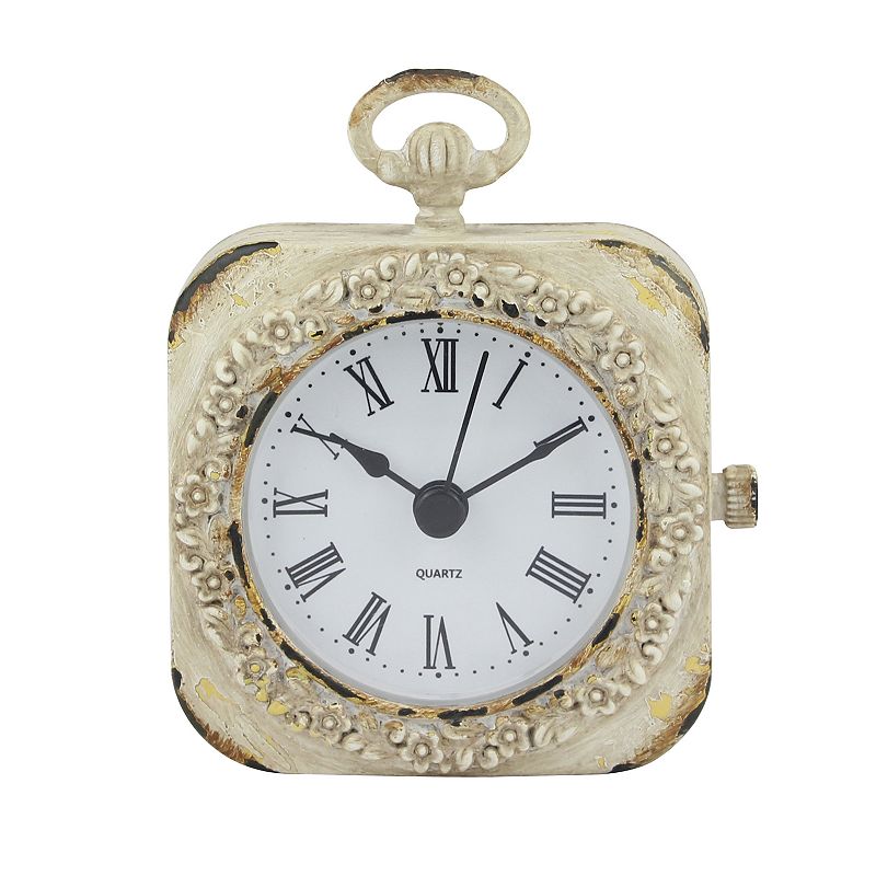 39194618 Stonebriar Collection Weathered White Table Clock sku 39194618
