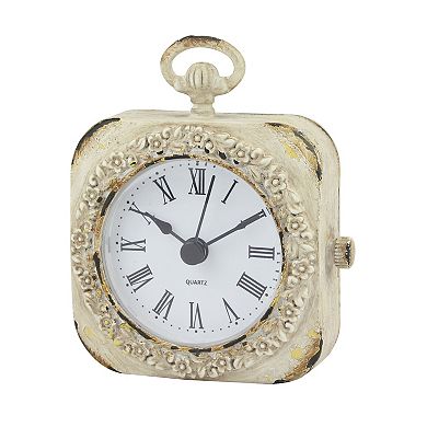 Stonebriar Collection Weathered White Table Clock